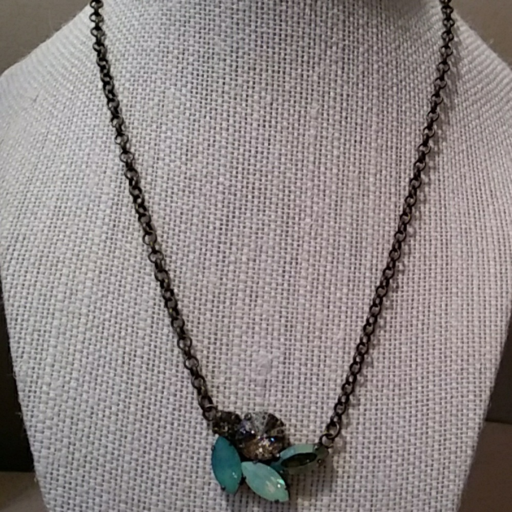 Five-stone necklace bronze setting NWOT